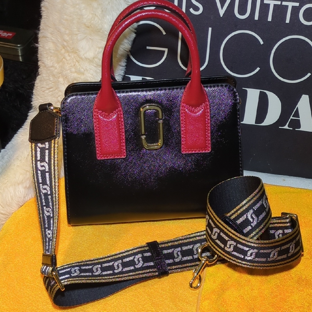 Marc Jacobs Little Big Shot Saffiano Leather Satchel/ Web Shoulder Strap $175